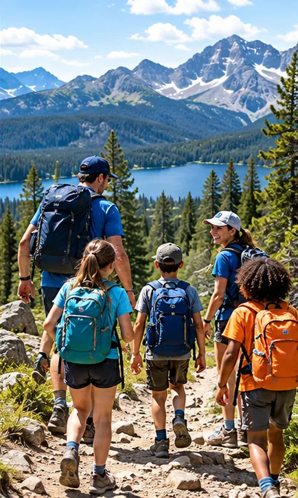 Escena ilustrativa de Outdoor Adventure en un campamento de verano